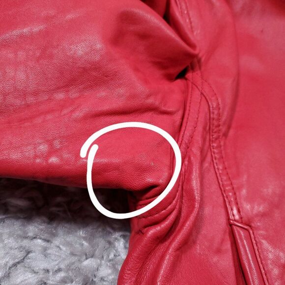 Vintage Georgetown Leather Design Hooded Biker Jacket Red Size Large Full Zip - Picture 5 of 15